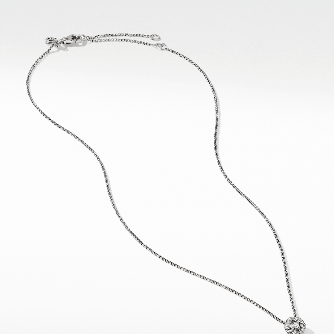 David Yurman Petite Infinity Pendant Necklace Sterling Silver with Diamonds, 8mm