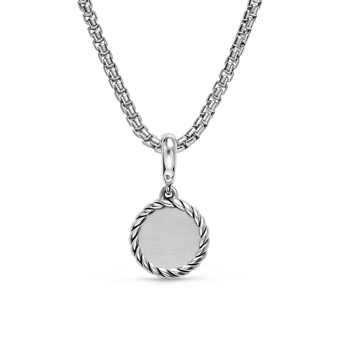 David Yurman Evil Eye Amulet in Sterling Silver with Light Blue Sapphires, Black Diamonds and Diamonds