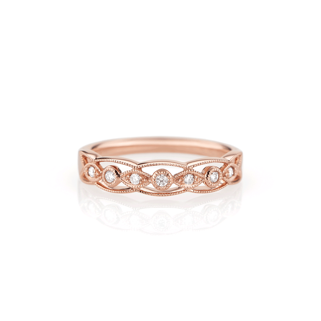 Heritage 18k Rose Gold and .08 Total Weight Diamond Band