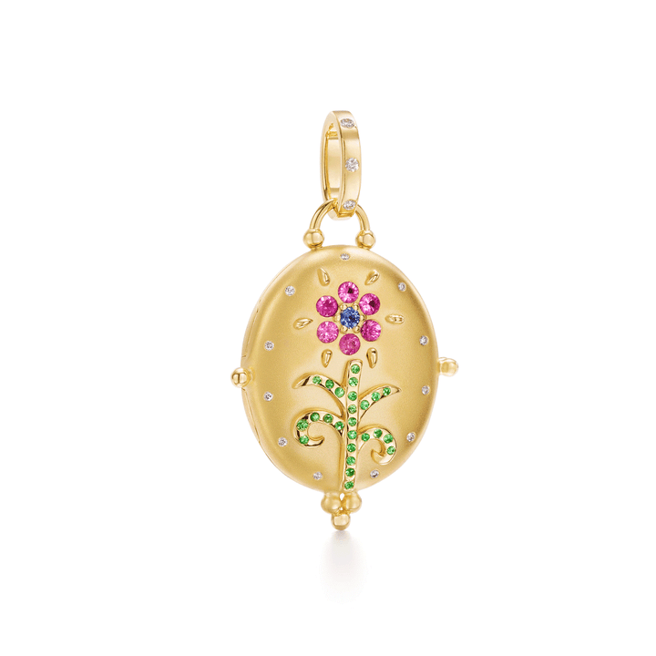 Temple St. Clair 18k Yellow Gold Primavera Small Pink Sapphire Locket