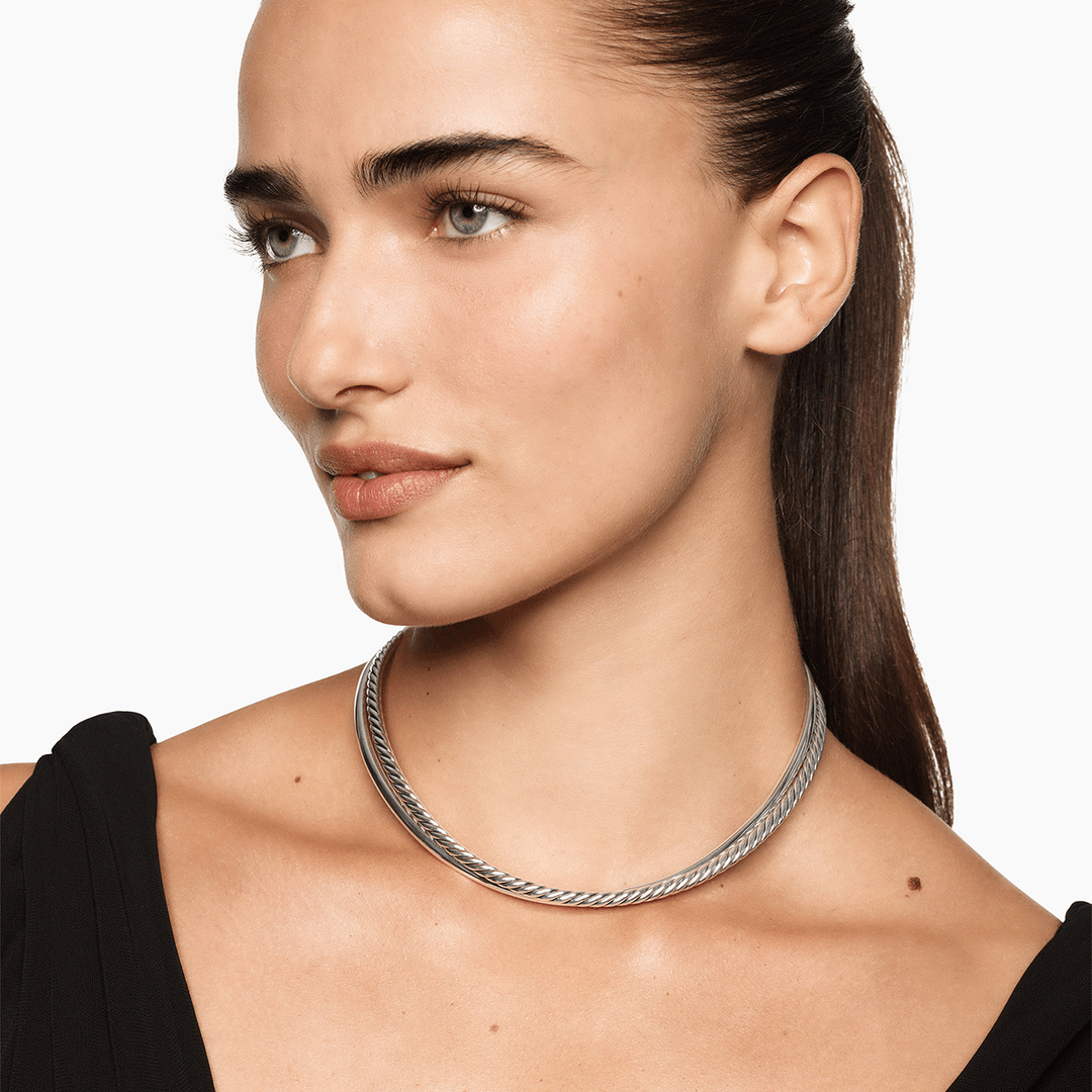 David Yurman Bold Crossover Collar Necklace Sterling Silver, 10mm