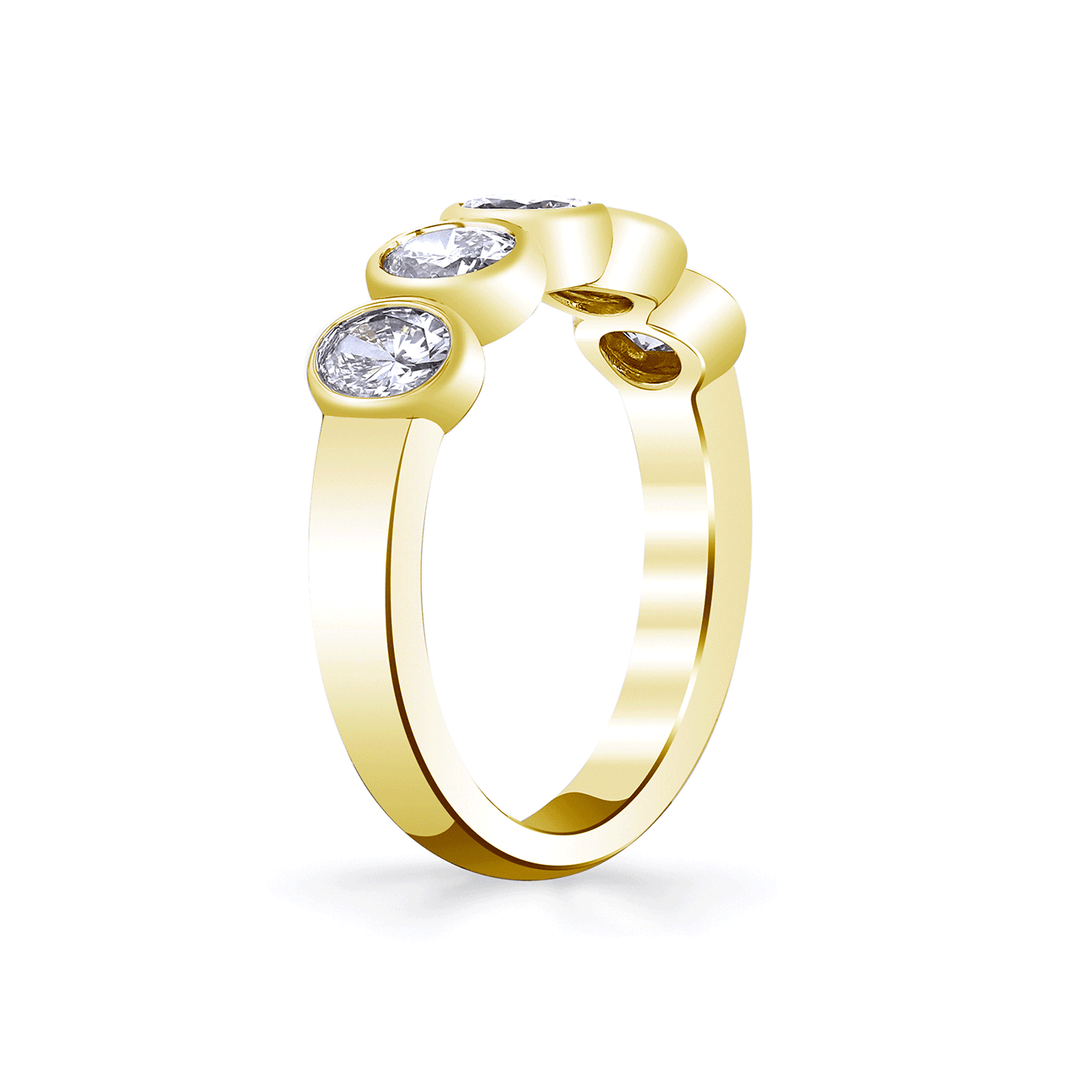 18k Yellow Gold and 5 Oval Diamond 2.03 Total Weight Band