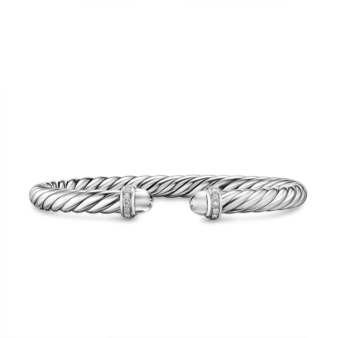 David Yurman Cable Flex® Bracelet Sterling Silver with Diamonds, 6mm Medium