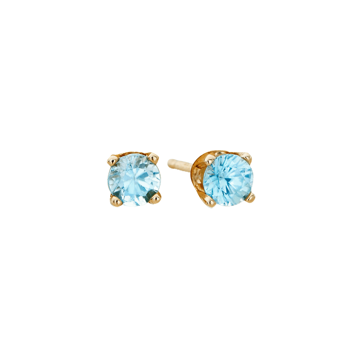 14k Yellow Gold and .20 Total Weight Aquamarine Stud Earrings