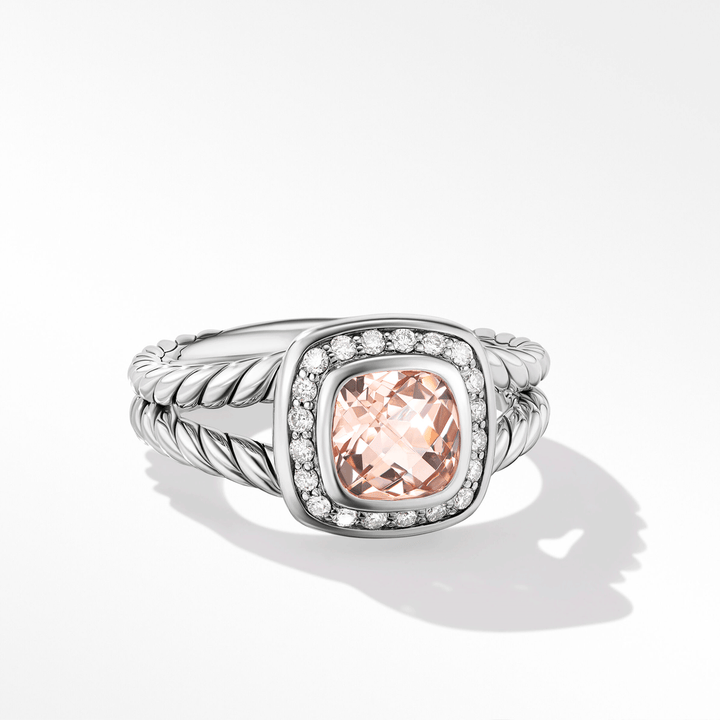 David yUrman Petite Albion Ring with Morganite and Pavé Diamonds,SZ8