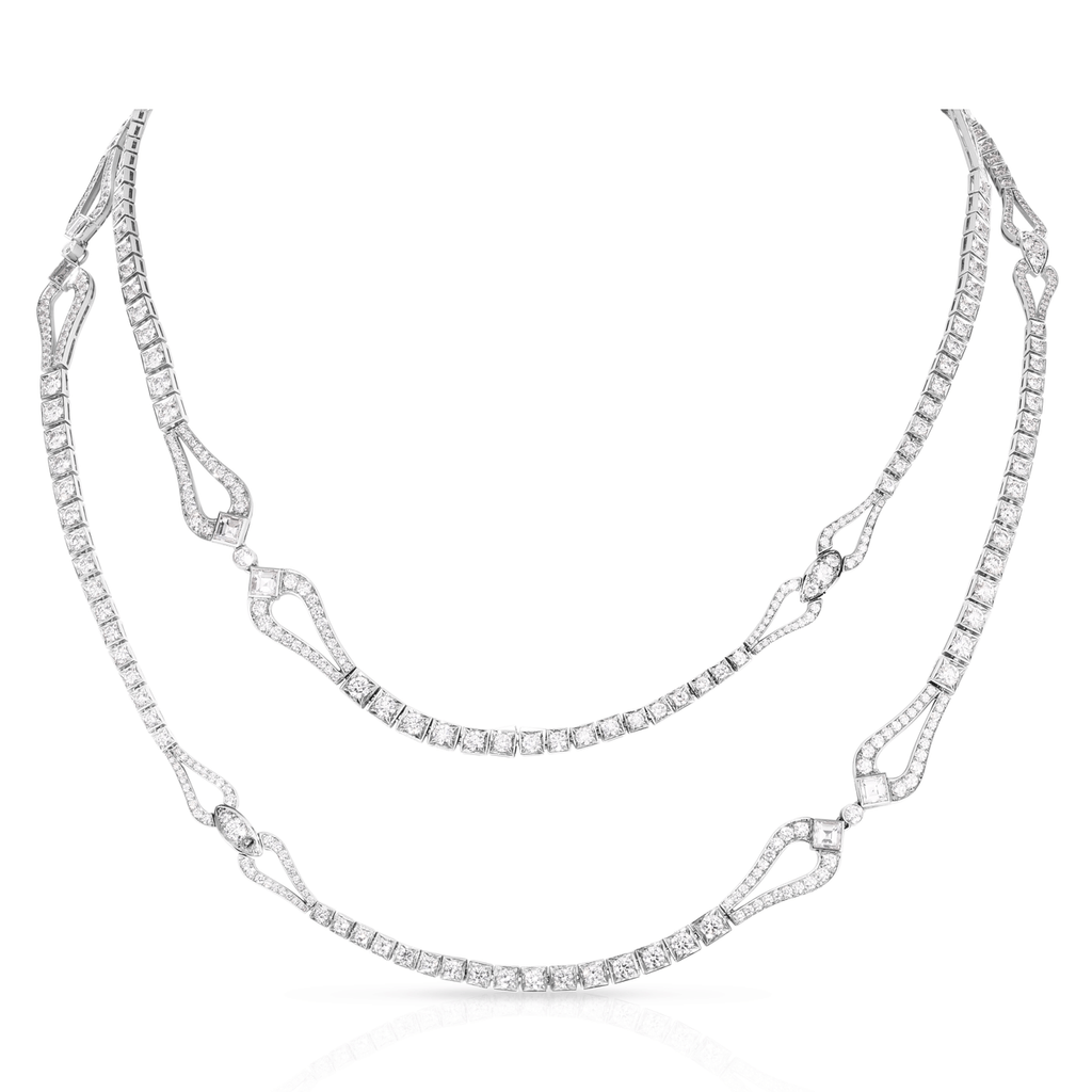 Platinum 36 Inch Diamond 15.34 Total Weight Station Necklace