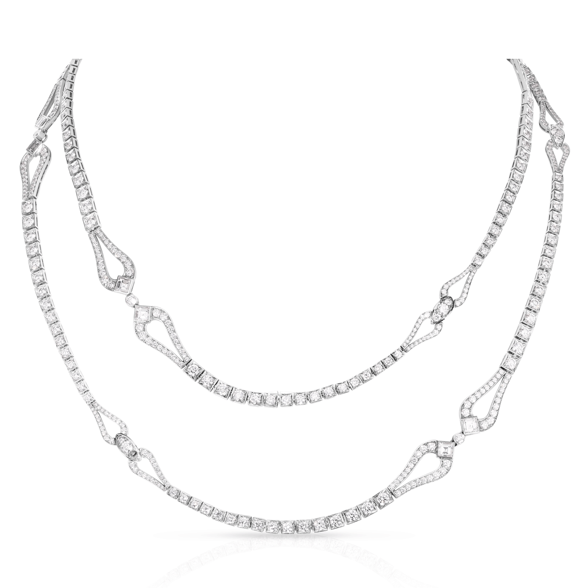 Platinum 36 Inch Diamond 15.34 Total Weight Station Necklace
