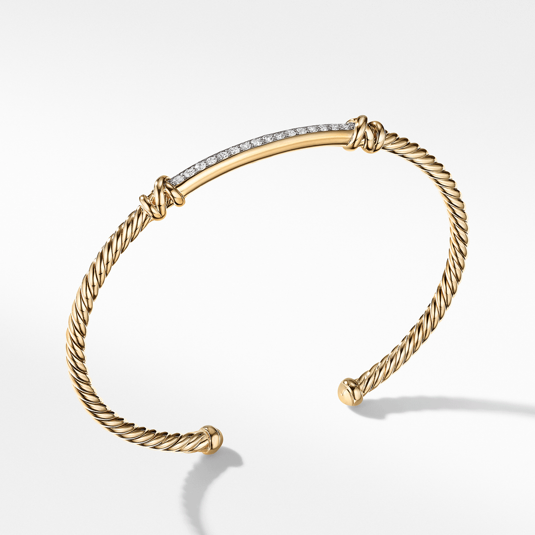 David Yurman Petite Helena Two Station Wrap Bracelet in 18k Yellow Gold with Diamonds