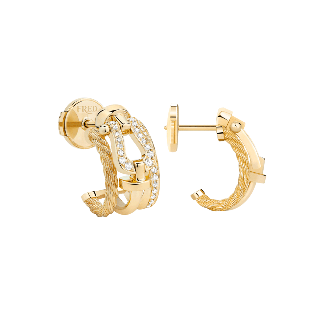 FRED Force 10 Rise 18k Yellow Gold and Diamond 12mm Hoops