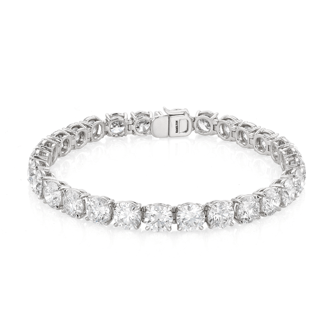 Hamilton Line Collection 18k White Gold and 22.36 Total Weight Diamond Line Bracelet