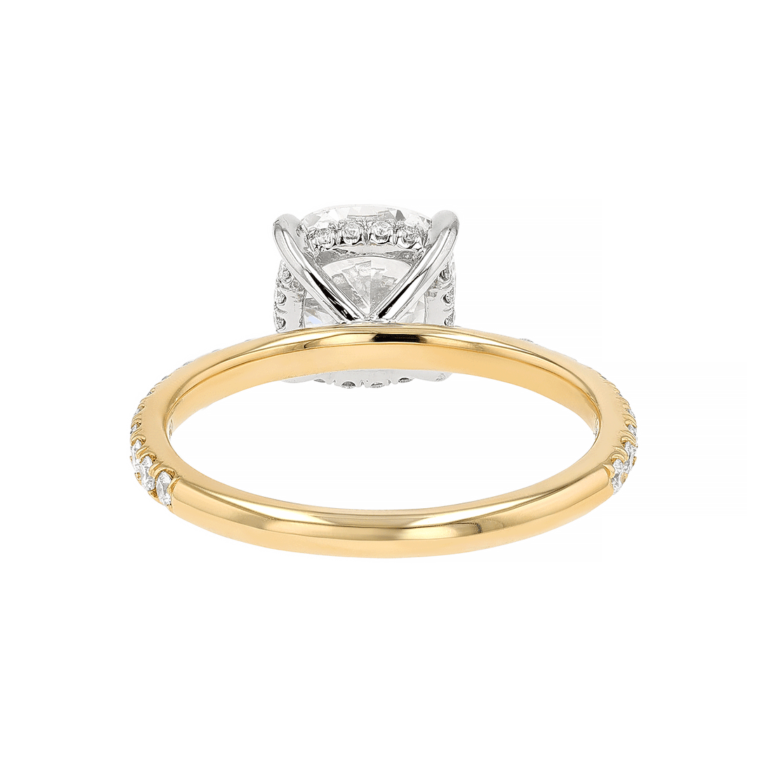 Hamilton Silhouette Collection Platinum 18k Yellow Gold and 2.21 Total Weight Cushion Cut Diamond Engagement Ring