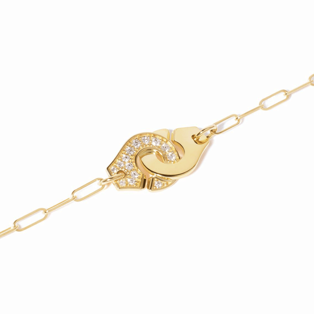 Dinh Van Menottes 18k Yellow Gold and Diamond Small Chain Bracelet