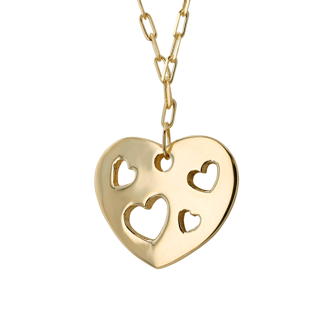 14k Yellow Gold Cut Out Heart Pendant