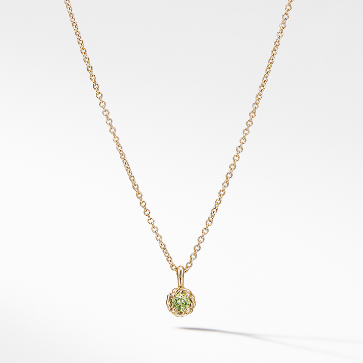 David Yurman Cable Collectibles Kids Necklace Birthstone Necklace with Peridot in 18k Yellow Gold, 3mm