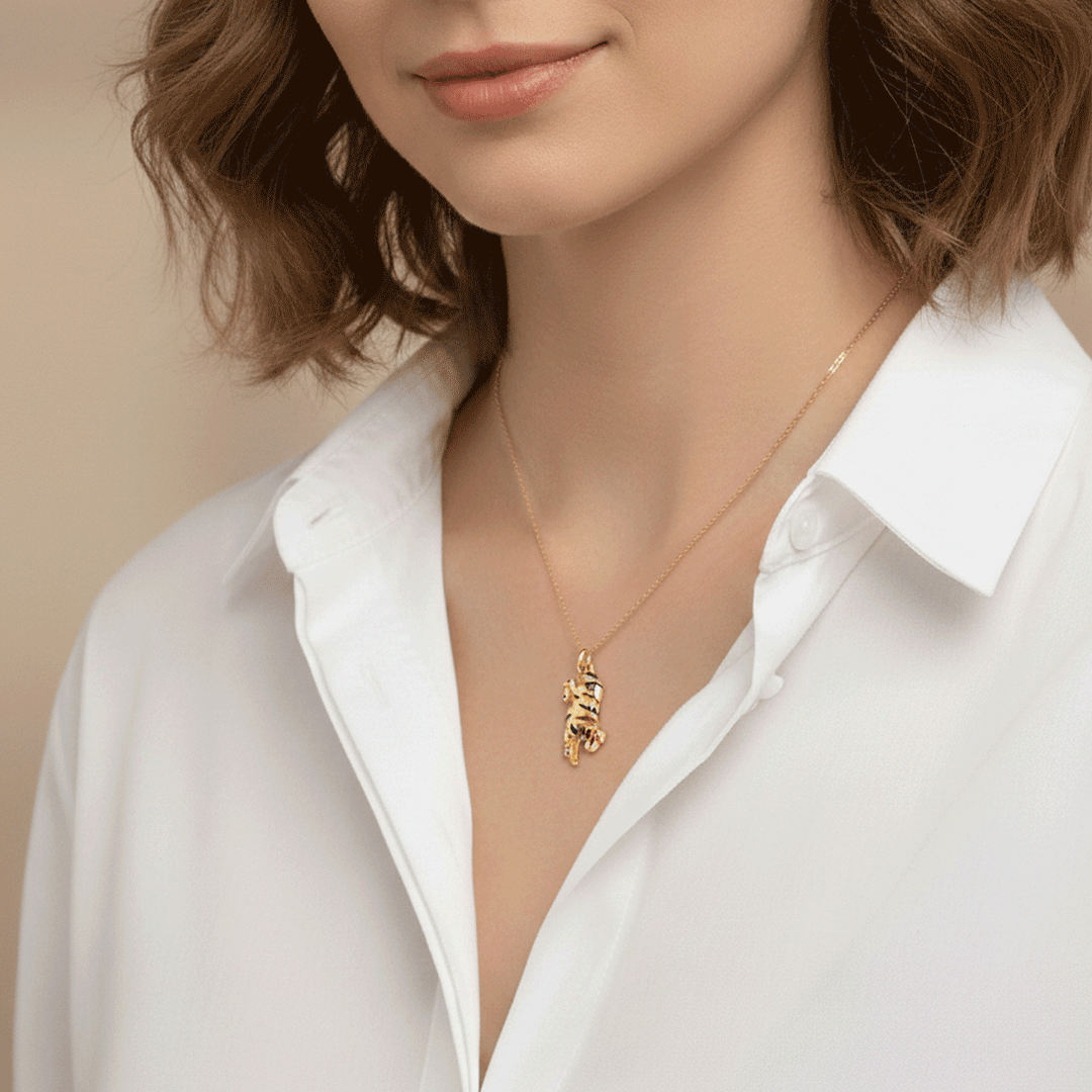 Hamilton Collection Palmer Square Enamel Tiger 14k Gold Charm