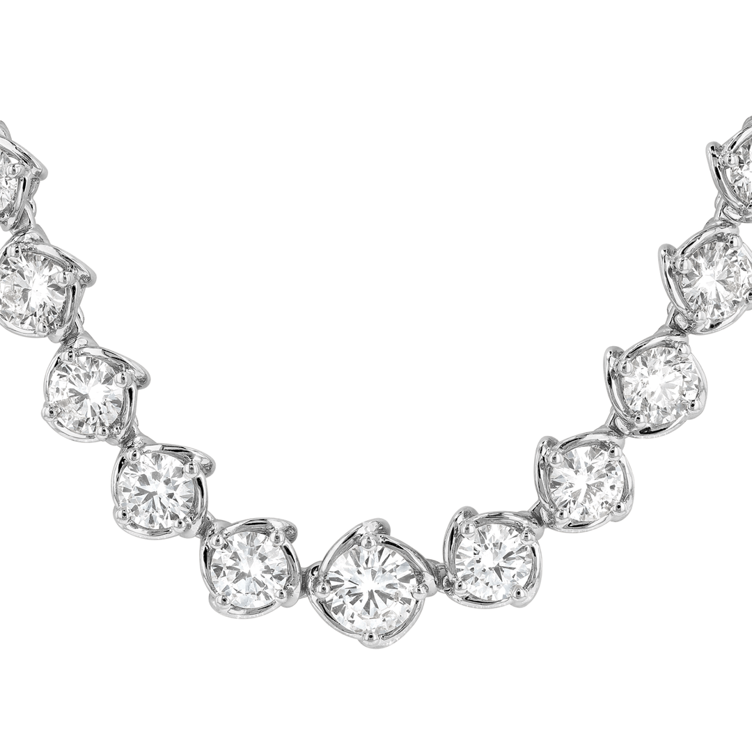 Hamilton Duet Collection 18k White Gold Riviera Diamond 9.99 Total Weight 16 Inch Necklace