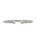 David Yurman Classic Cable Bracelet Sterling Silver with 18K Yellow Gold and Pearls, 4mm Small