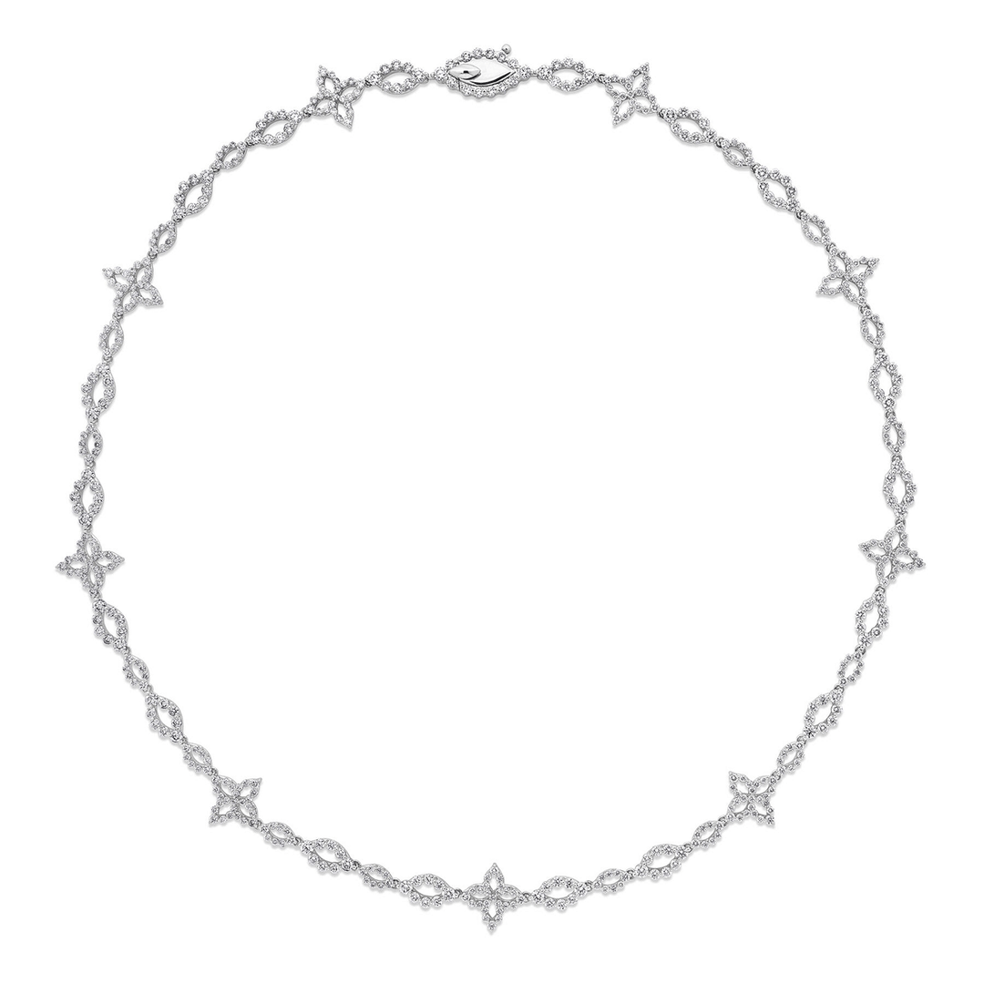 Roberto Coin Princess Flower 18k White Gold and Diamond Necklace