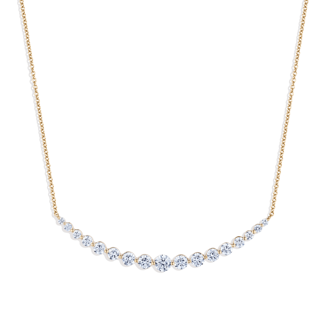 18k Yellow Gold and 1.90 Total Weight Diamond Graduated Necklace
