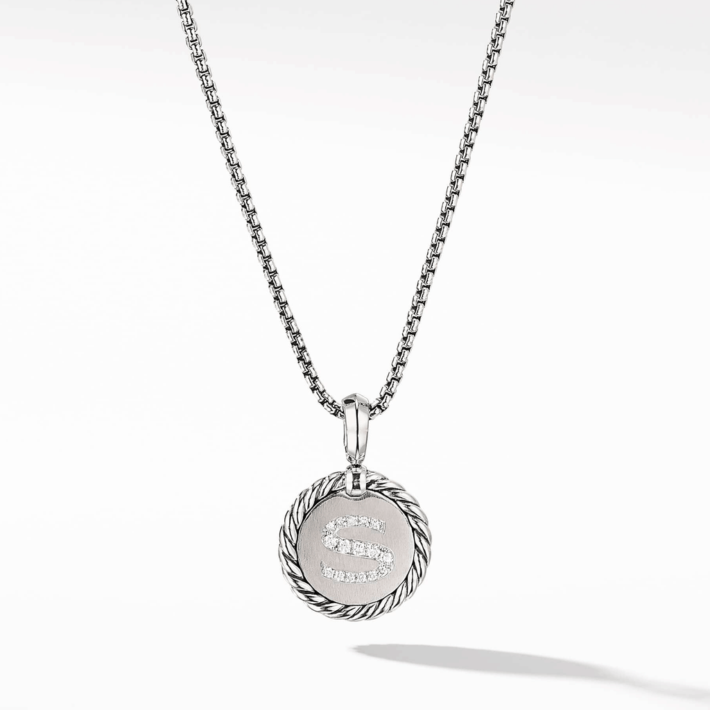 David Yurman Initial S Charm Necklace with Diamonds