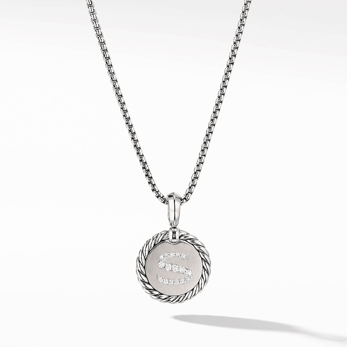 David Yurman Initial S Charm Necklace with Diamonds