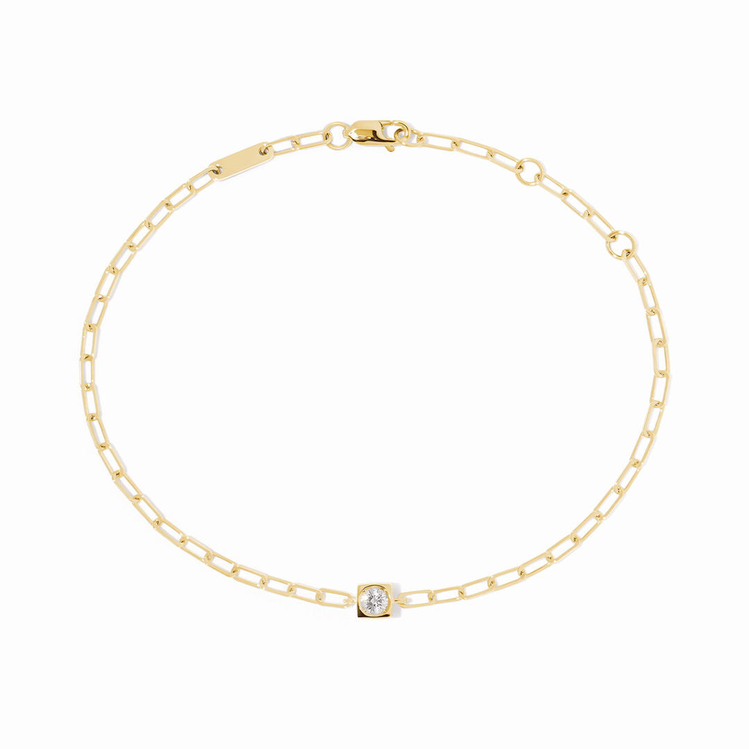 Dinh Van Le Cube Diamant 18k Yellow Gold and 0.07 Total Weight Diamond Bracelet