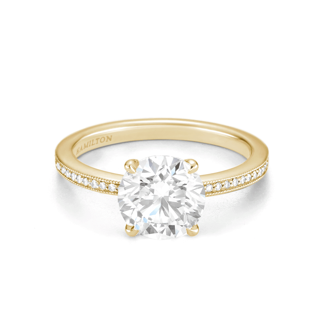 1912 18k Yellow Gold and Diamond Engagement Mounting Ring