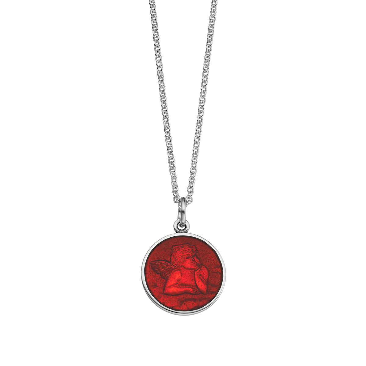 Guardian Angel Small Red Enamel Pendant