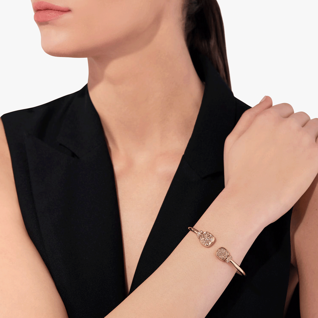 Pomellato Nudo 18k Rose Gold and Brown Diamond Cuff Bracelet