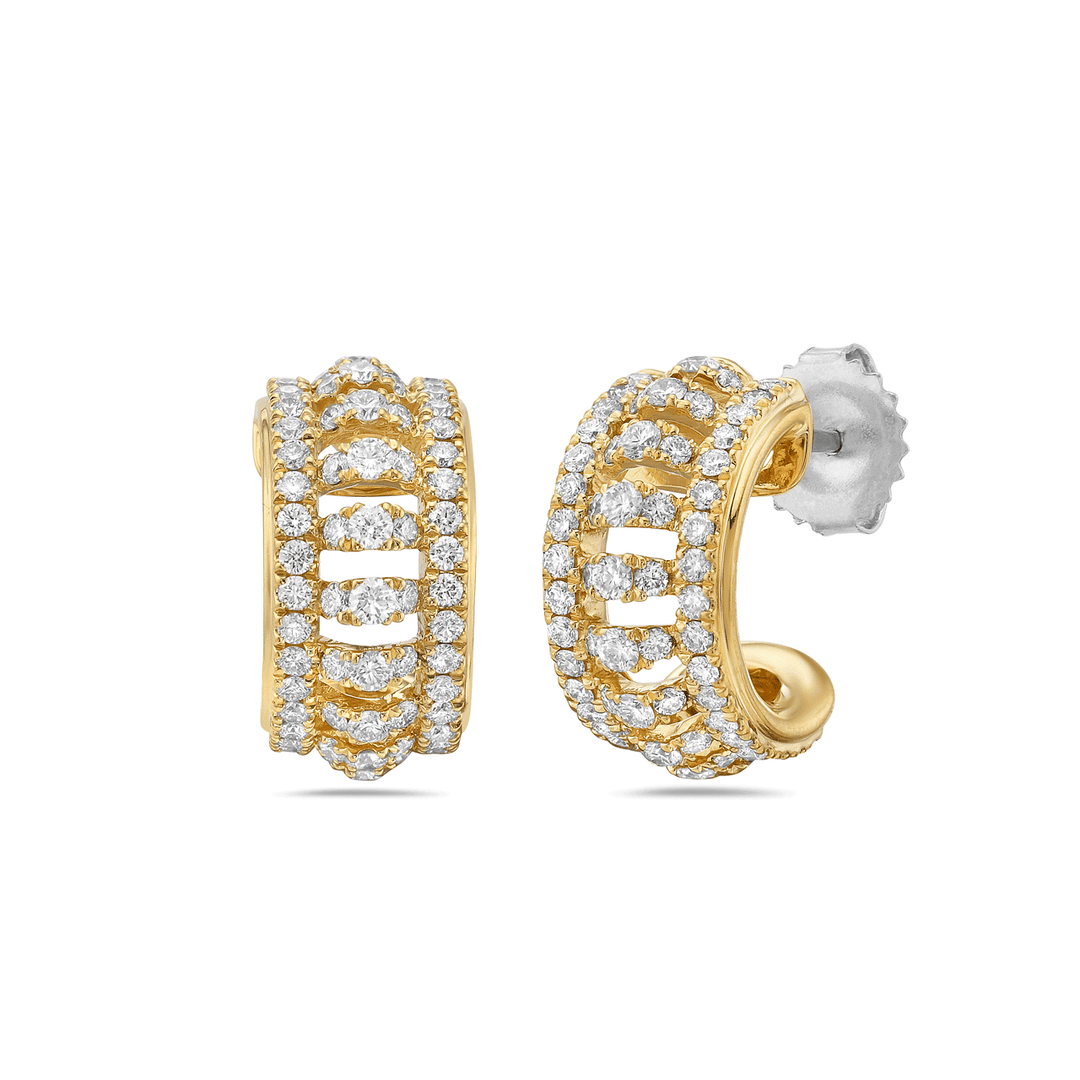 Charles Krypell 18k Yellow Gold and 1.20 Total Weight Diamond Earrings