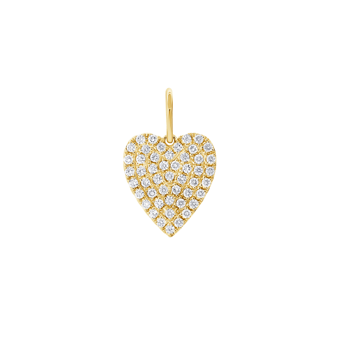 14k Yellow Gold Heart and Diamond .46 Total Weight Charm