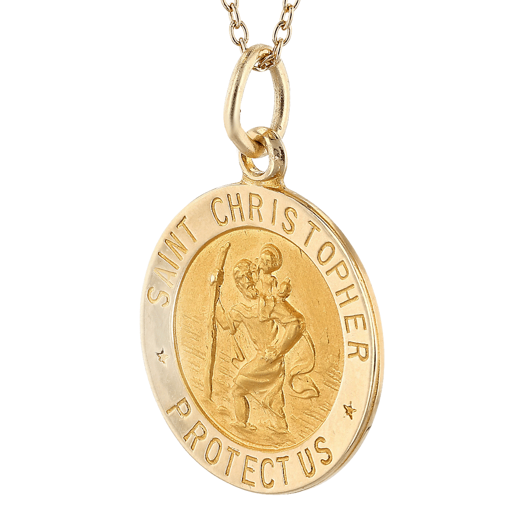 St. Christopher 14k Yellow Gold Pendant with Chain
