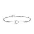 David Yurman Petite Initial Chain Bracelet Sterling Silver with Diamond D