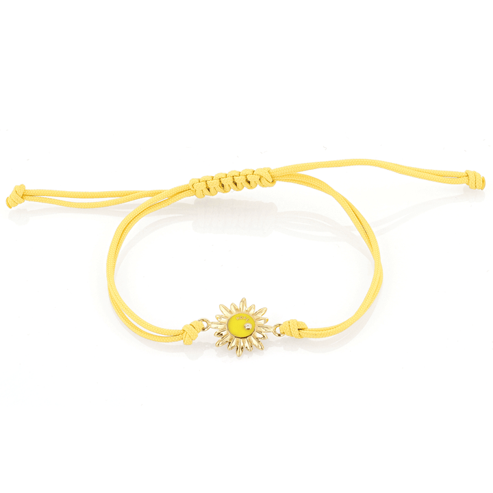 Charms of Hope 18k Sunflower with Yellow Cord Bracelet