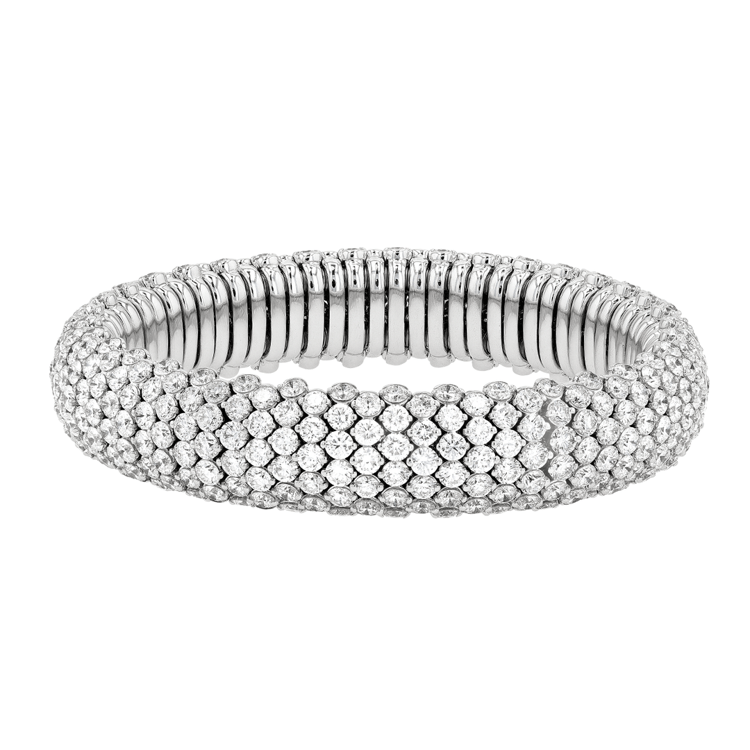 18k White Gold and 25.33 Total Weight Diamond Stretch Bracelet