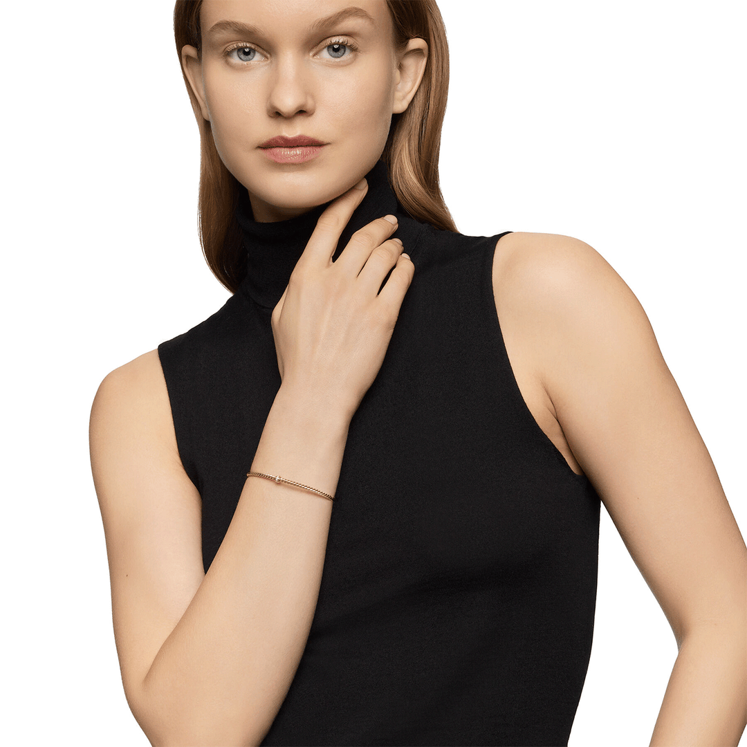 David Yurman Renaissance Center Station Bracelet with Diamonds in 18k Yellow Gold, 3mm