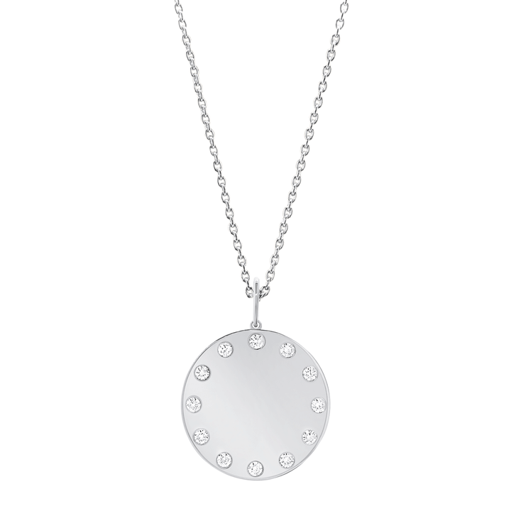 14k White Gold and Diamond .14 Total Weight Disc Charm