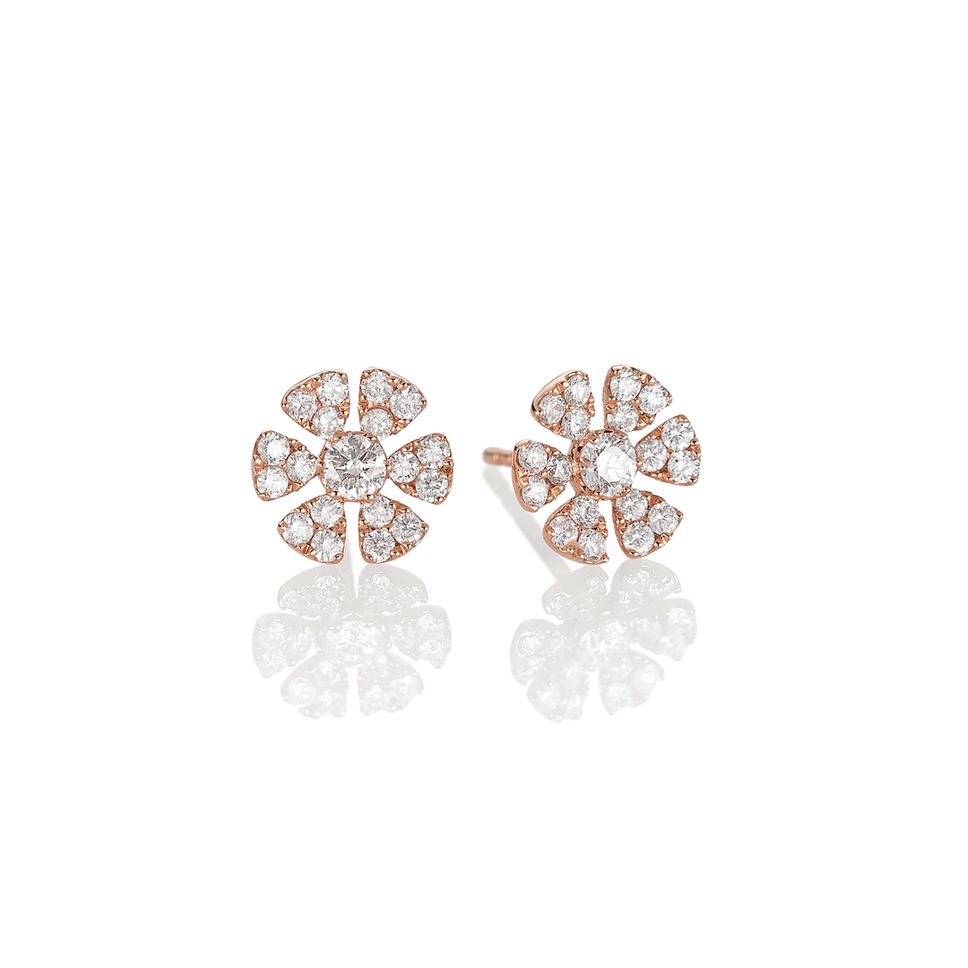 Hamilton Fleur 18k Rose Gold and .51 Total Weight Diamond Earrings