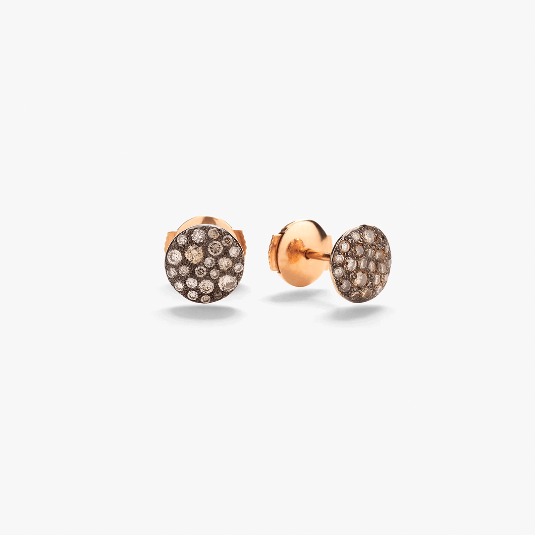 Pomellato Nudo 18k Rose and White Gold Brown Diamond Earrings
