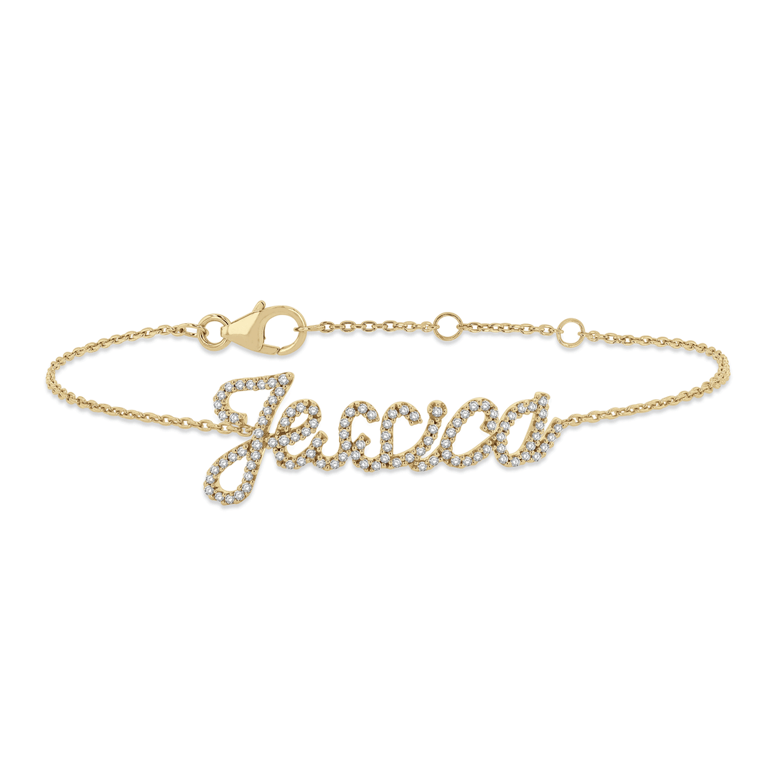 14k Gold and Diamond Script Letter Name Bracelet