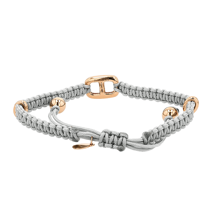 18k Rose Gold and Diamond Grey Cord Bracelet