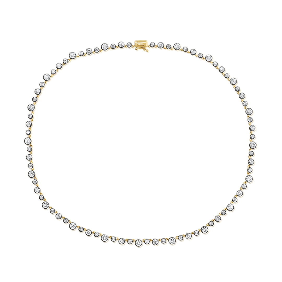 14k Yellow Gold and Diamond 8.86 Total Weight 16 Inch Necklace