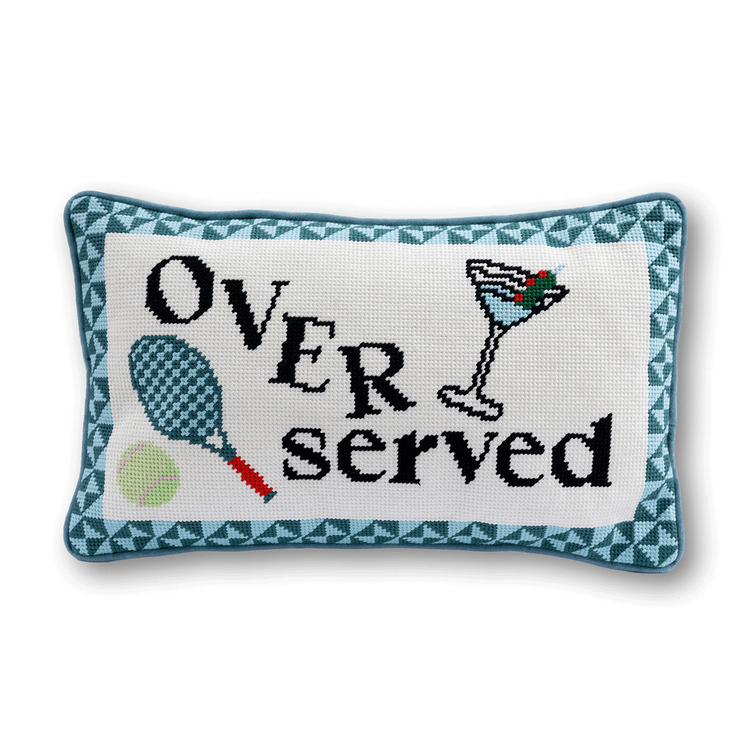 Overserved Needlepoint Pillow