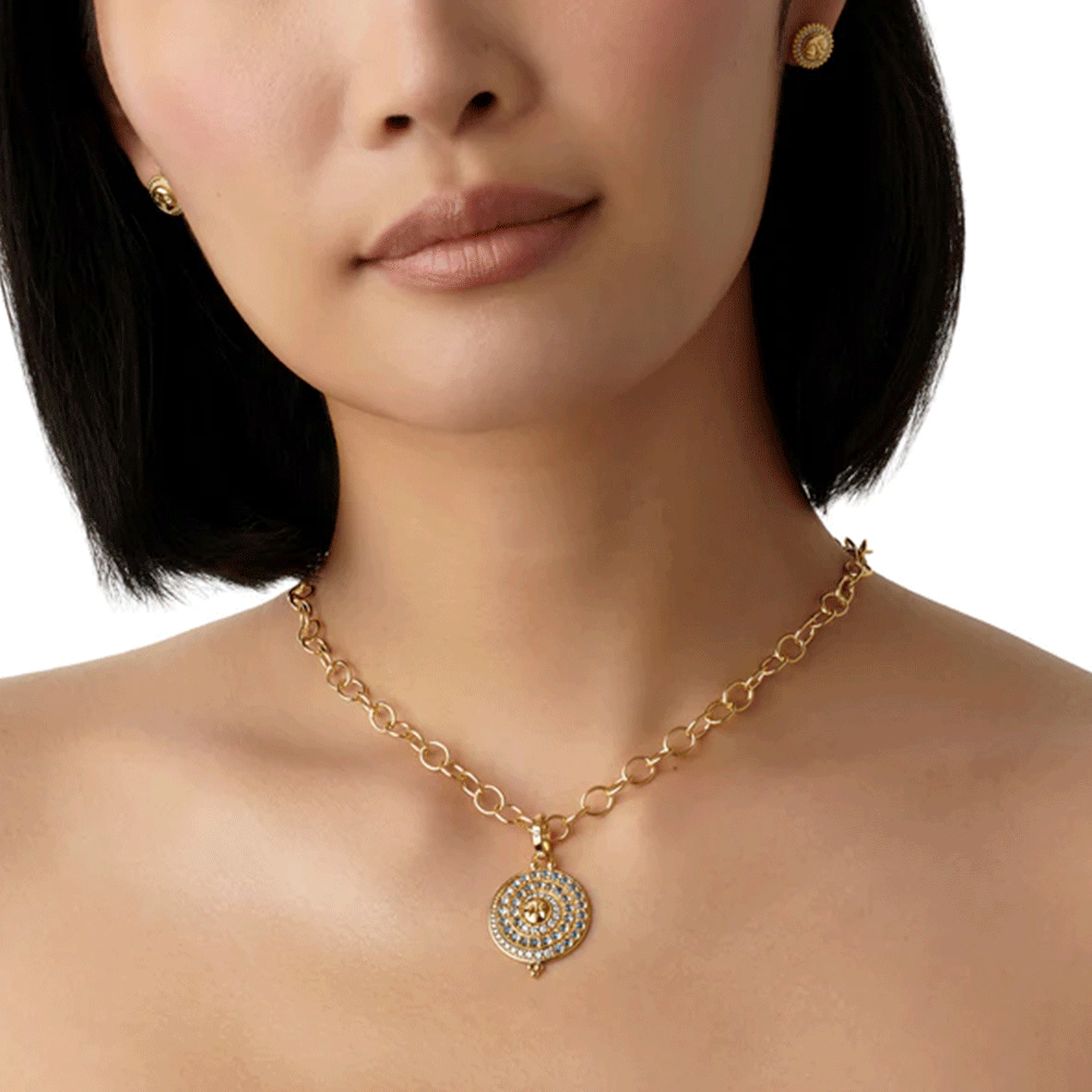 Temple St. Clair 18k Yellow Gold Lunar Glow Blue Moonstone and Diamond Pendant