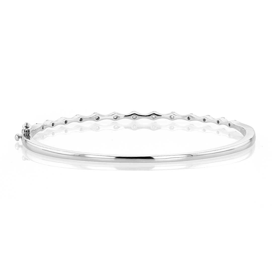 Wave 18k White Gold Diamond Bangle Bracelet