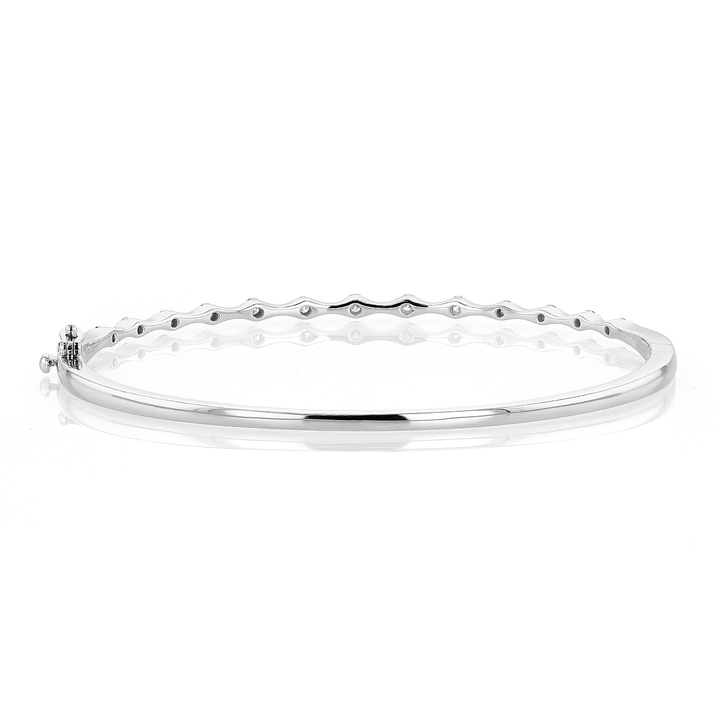 Wave 18k White Gold Diamond Bangle Bracelet