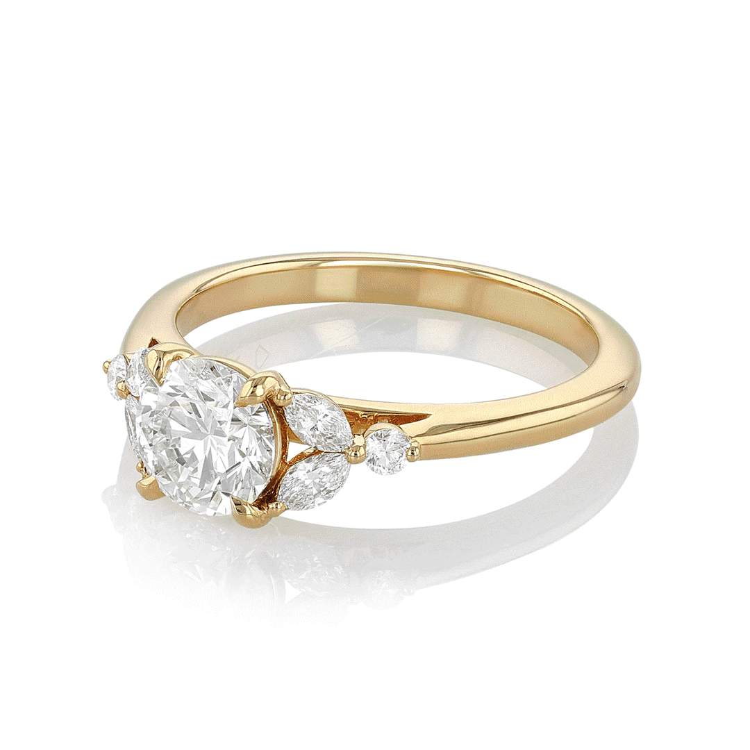 Hamilton Fleur Collection 18k Yellow Gold and 2.21 Total Weight Diamond Engagement Ring
