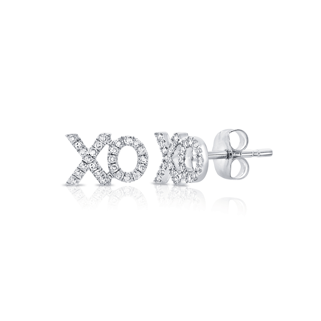 14k White Gold and Diamond .15 Total Weight XO Studs