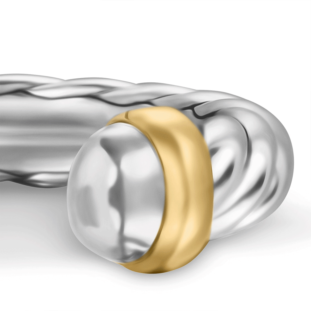 David Yurman Petite Cable Ring Sterling Silver with 14k Yellow Gold, 3.4mm