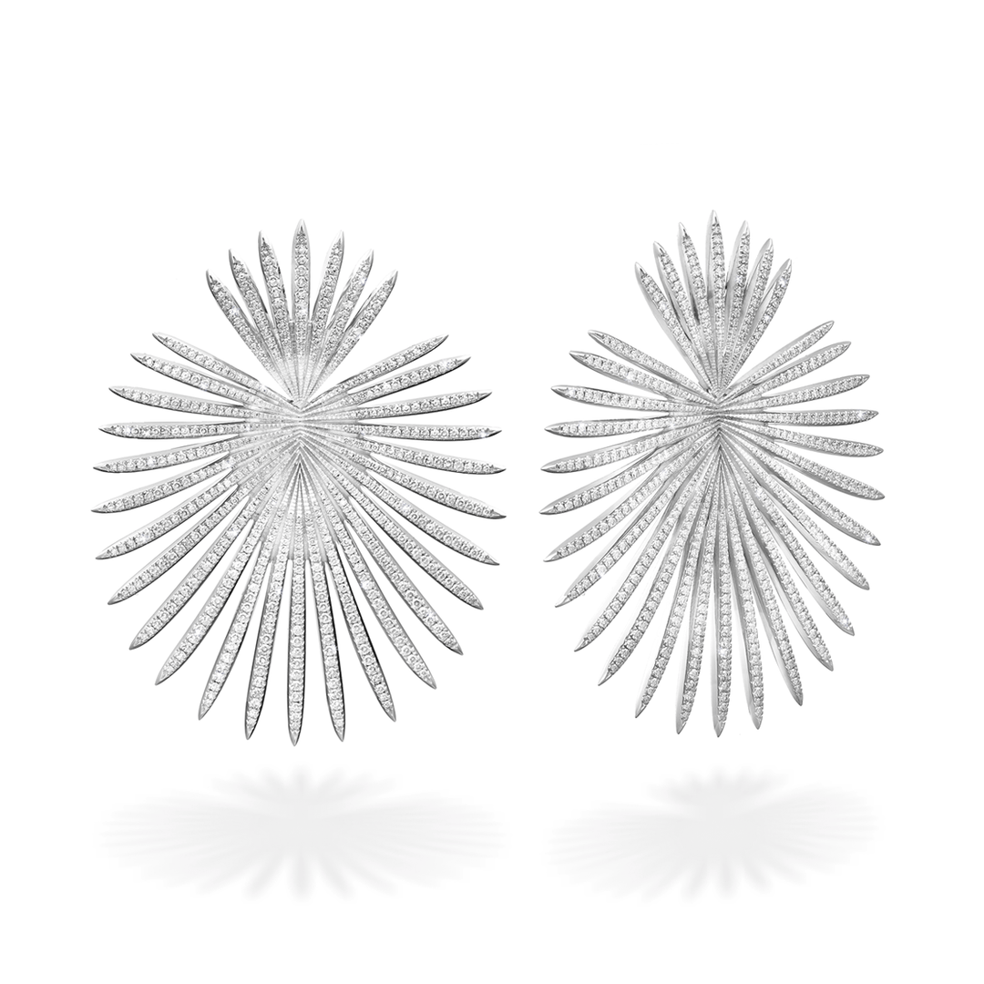 Giorgio B 18k White Gold Palma Diamond Medium Earrings